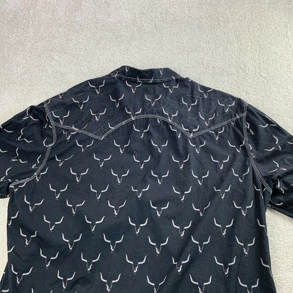 Rock & Roll Shirt Men XXL Steer All Over Print Western Pearl Snap Cowboy Rodeo - Picture 5 of 11